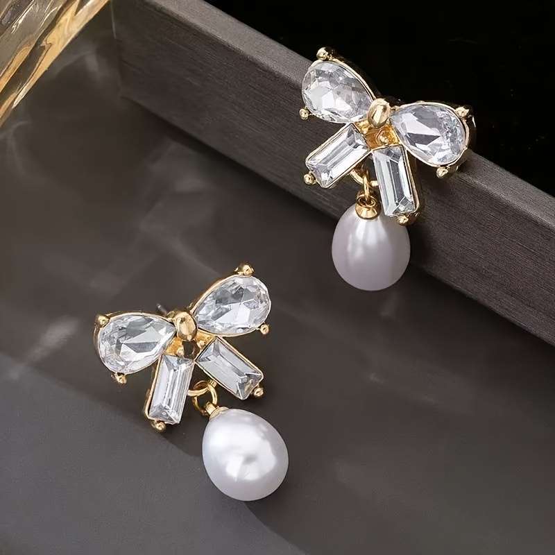 Women's French Light Luxury Bow Drop Earrings, Elegant Gift